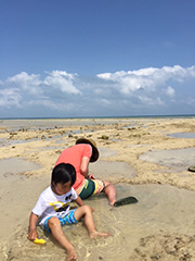 磯でハゼ探しに夢中